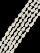 White Fresh Water Pearl Baroque Fireball Shape Size 10-20x15-33mm 15.5" Strand