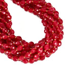 Ruby Color Dyed Jade Faceted Rice Beads Size 8x10mm 15.5'' Strand