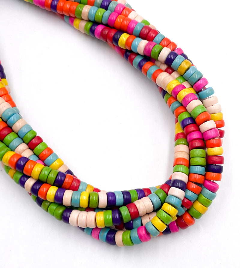 Multi Color Howlite Turquoise Rondelle Heishi Beads Size 3x6mm 15.5" Strand