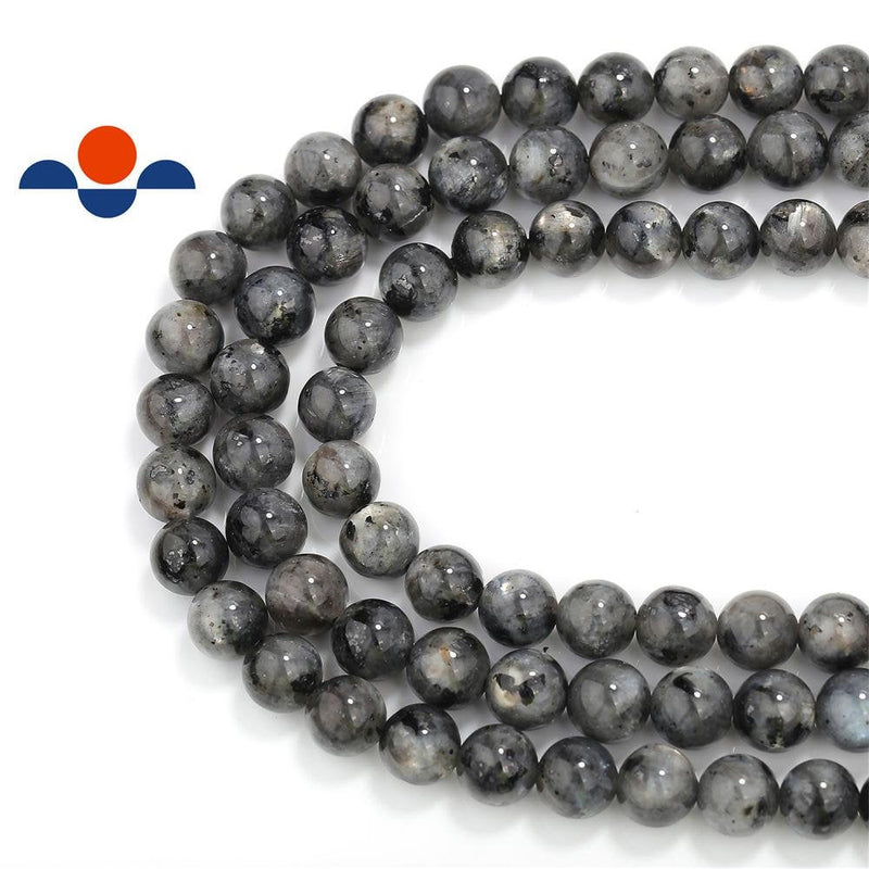 2.0mm Hole Larvikite Labradorite Smooth Round Beads 6mm 8mm 10mm 15.5" Strand