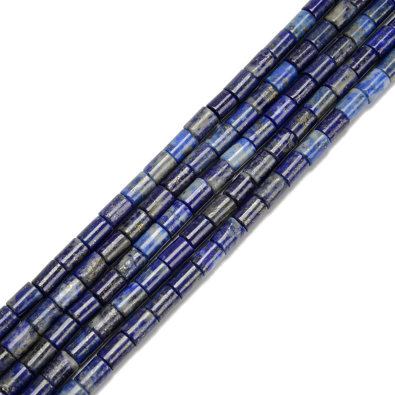 Natural Lapis Smooth Cylinder Tube Beads Size 6x8mm 15.5'' Strand