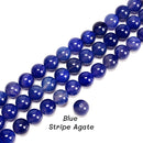 01 Mixed Colors Stripe Agate Smooth Round Beads Size 20mm 15.5" Strand