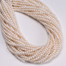 Natural White Fresh Water Pearl Ringed Potato Shape Beads Size 4-5mm 15" Strand
