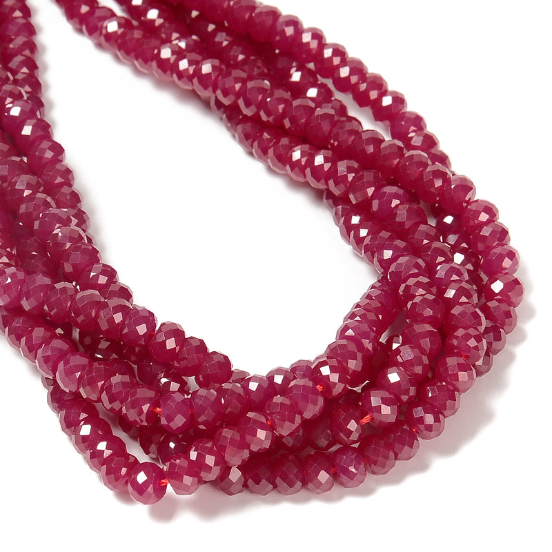 Natural Ruby Faceted Rondelle Beads Size 3x5mm 4x6mm 15.5'' Strand