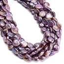 Natural Dark Purple Fresh Water Pearl Coin Shape Beads Size 11-12mm 15.5" Strand