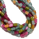 Multi-color Tourmaline Color Dyed Jade Smooth Drum Barrel Beads 8x12mm 15.5"Strd