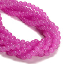 Bright Fuchsia Crystal Glass Smooth Round Beads Size 8mm 15.5" Strand