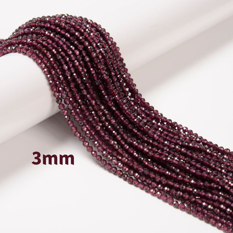 Natural Purple Garnet Faceted Round Beads Size 2mm 3mm 15.5'' Strand