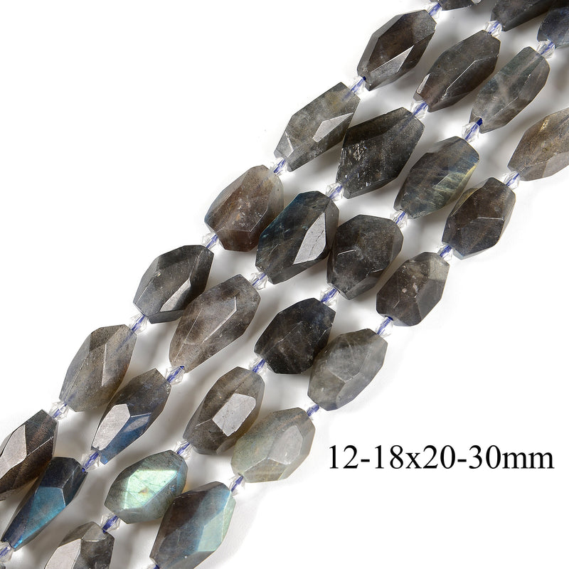 Labradorite Faceted Nugget Chunk Beads 10-15x18-25mm 12-18x20-30mm 15.5'' Strand
