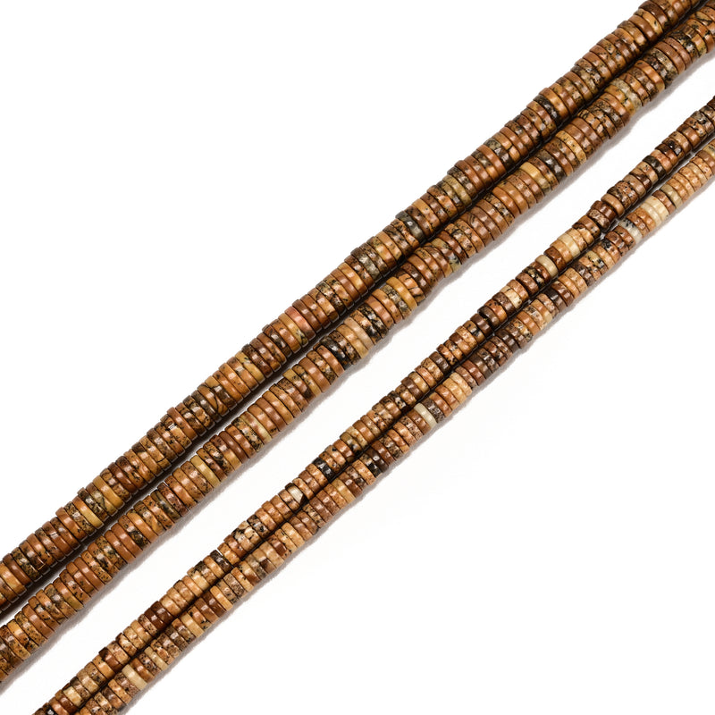 Natural Picture Jasper Heishi Disc Beads Size 1.5x4mm 1.5x6mm 15" Strand