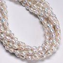 Natural White Fresh Water Pearl Baroque Beads Size 7-8x11-13mm 15.5'' Strand