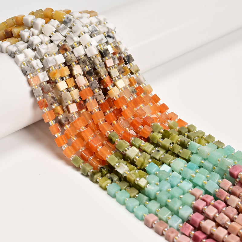 06 Multi-color Gemstone Smooth Cube Shape Beads Size 4mm 15" Strand