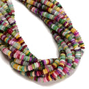 Multi-color Dyed Jade Smooth Rondelle Beads Size 2x6mm 15'' Strand