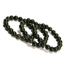 Natural Dark Green Nephrite Jade Smooth Round Beaded Bracelet 10mm 7.5" Length