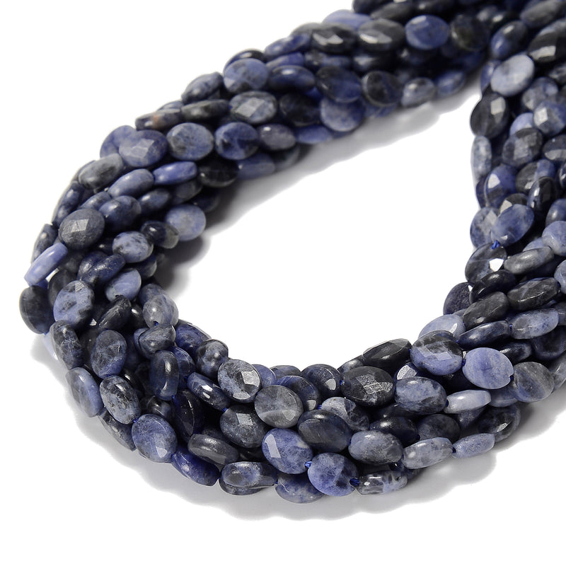 Natural Sodalite Faceted Oval Beads Size 6x8mm 15.5'' Strand