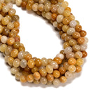 Natural Yellow Jade Center Drill Full Oval Shape Beads Size 9x11mm 15" Strand