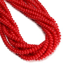 Bright Red Color Dyed Jade Smooth Rondelle Beads Size 5x8mm 15.5'' Strand