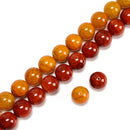 Yellow & Red Fire Agate Smooth Round Beads Size 20mm 15.5" Strand