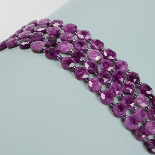Lepidolite Color Dyed Jade Hexagram Cutting Faceted Coin Beads 10mm 15.5''Strand