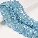 Natural Aquamarine Smooth Coin Beads Size 8mm 10mm 15.5" Strand