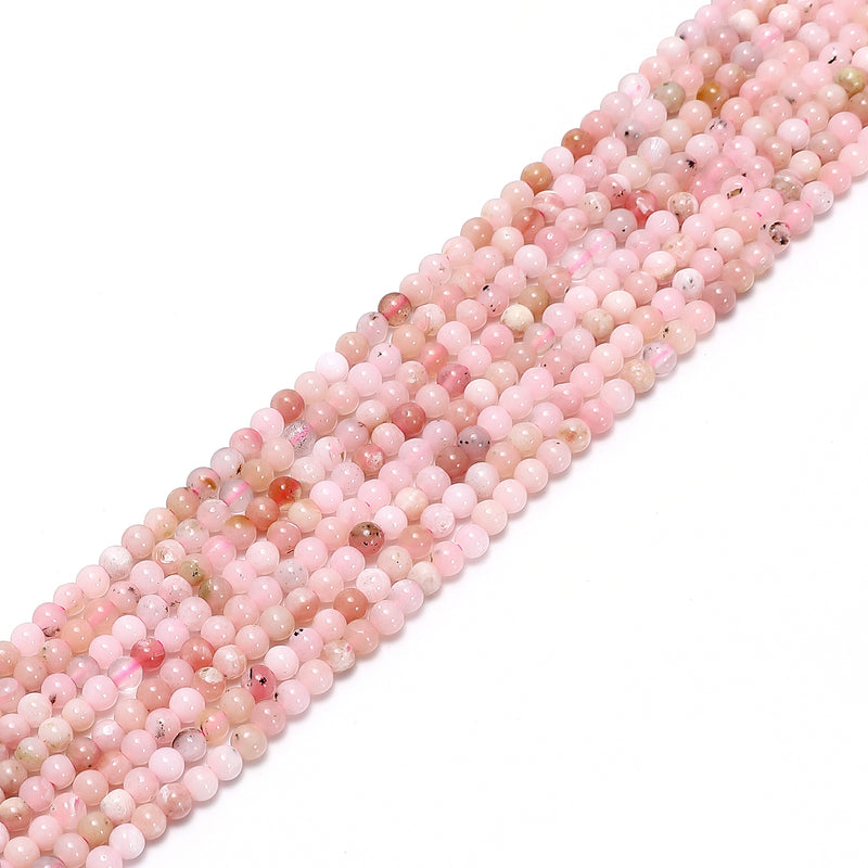 Natural Pink Opal Smooth Round Beads Size 3mm 15.5'' Strand
