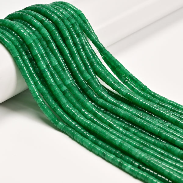 Emerald Green Color Dyed Jade Heishi Disc Beads Size 2x4mm 15'' Strand
