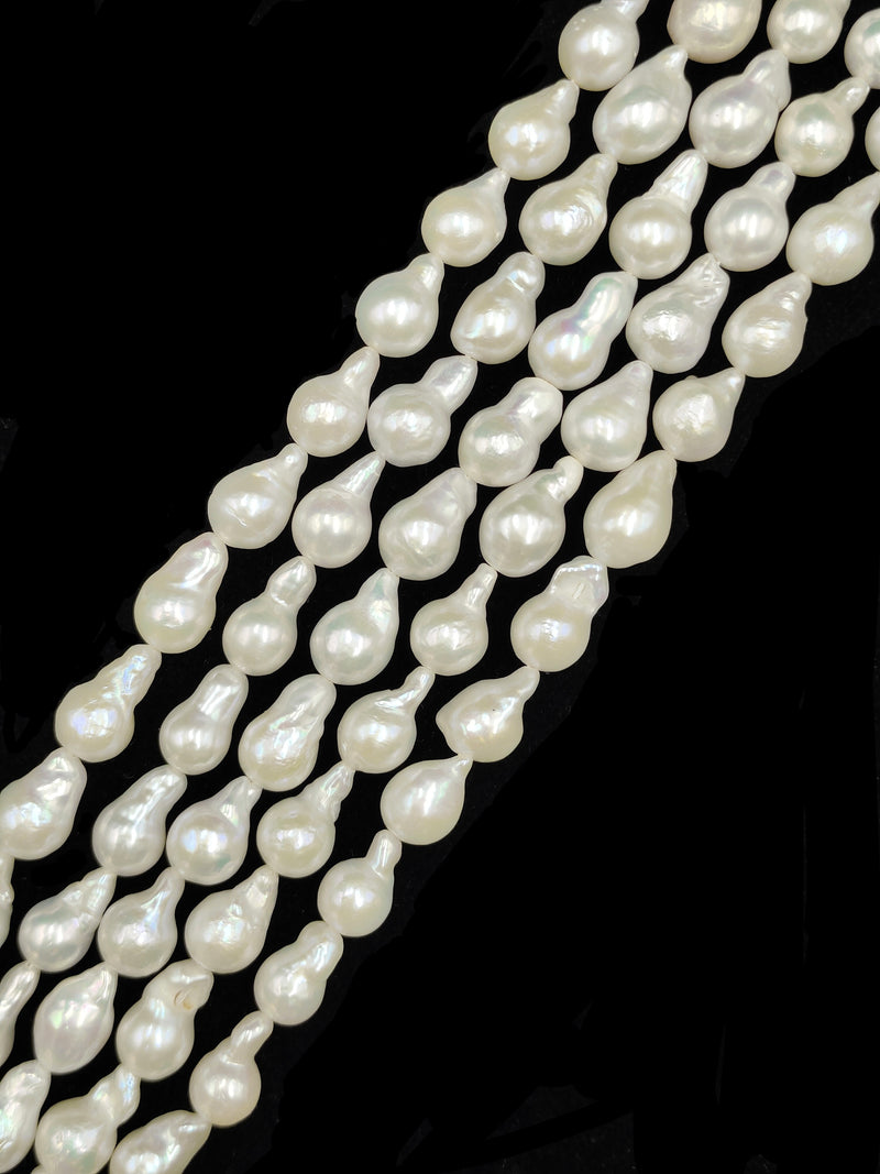 High Grade White Fresh Water Pearl Baroque Shape Beads Size 8x10mm 15'' Strand