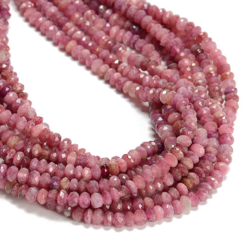 Dark Pink Tourmaline Faceted Rondelle Beads Size 3x5mm 15.5'' Strand