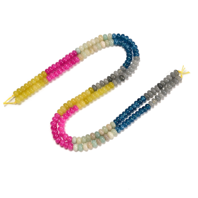 10 Gradient Multi-color Gemstone Smooth Rondelle Beads Size 4x6mm 15.5" Strand