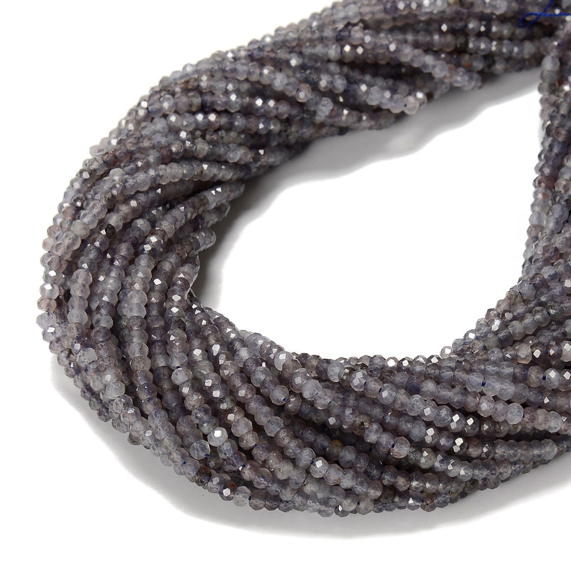 Natural Iolite Faceted Rondelle Beads Size 2.5x4mm 15.5'' Strand