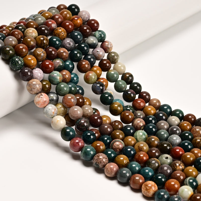 Natural Ocean Jasper Smooth Round Beads Size 4mm 5mm 6mm 8mm 15.5'' Strand