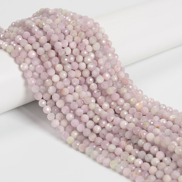 Natural Kunzite Faceted Round Beads Size 5mm 15.5'' Strand