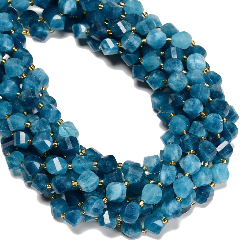 Apatite Color Dyed Jade Faceted Spiral Twist Beads Size 10mm 15.5'' Strand