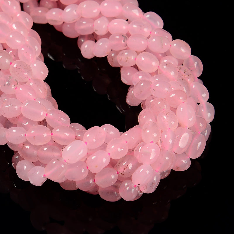 Rose Quartz Color Dyed Jade Pebble Nugget Beads Size 6mm x 8-9mm 15.5'' Strand