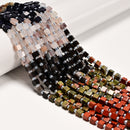 13 Multi-color Gemstone Smooth Cube Shape Beads Size 4mm 15" Strand