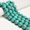 Natural Blue Green Amazonite Smooth Round Beads Size 20mm 15.5" Strand