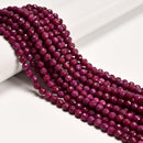 Natural Ruby Faceted Round Beads Size 5mm 6mm 15.5" Strand