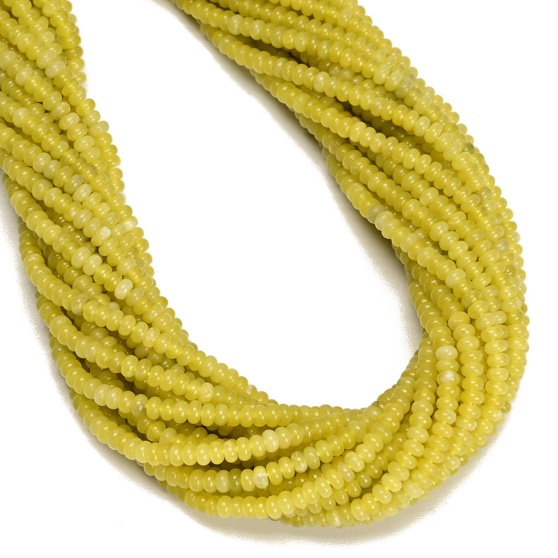 Natural Lemon Jade Smooth Rondelle Beads Size 2x4mm 15.5'' Strand