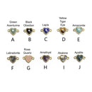 Gemstone Faceted Heart Shape Gold Edge Connector Pendant Charm Size 11x11mm
