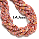 Multi-color Pectin Shell Wavy Heishi Disc Beads Size 1.5x6mm 1.5x7mm 24" Strand