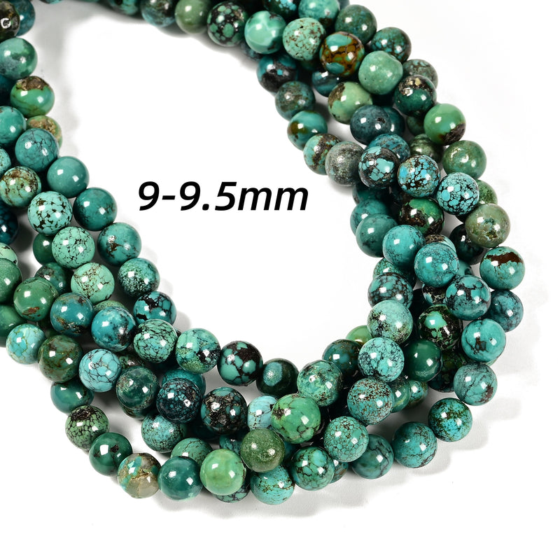 Genuine Blue Green Turquoise Smooth Round Beads Size 4-5mm to 9-9.5mm 15.5'' Std