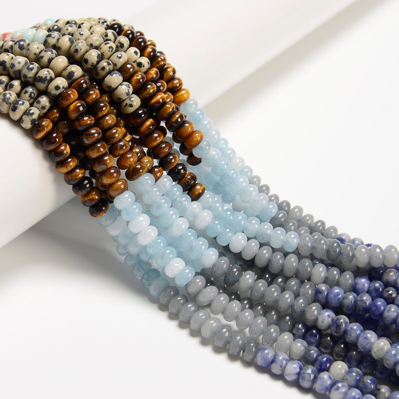 05 Multi-color Gemstone Smooth Rondelle Beads Size 4x6mm 15.5'' Strand