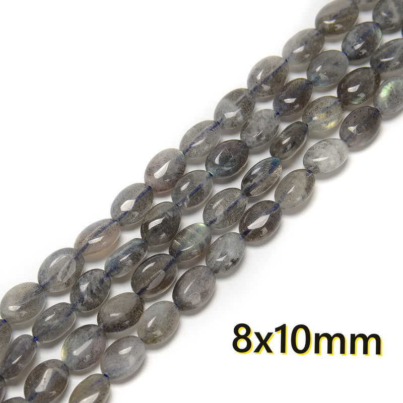 Natural Gray Labradorite Smooth Oval Beads 8x10mm 8x12mm 10x14mm 15.5'' Strand