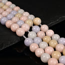 2.0mm Large Hole Natural Morganite Smooth Round Beads Size 8mm 10mm 15.5" Strand