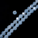 2.0mm Large Hole Aquamarine Faceted Star Cut Beads Size 8mm 8'' Strand