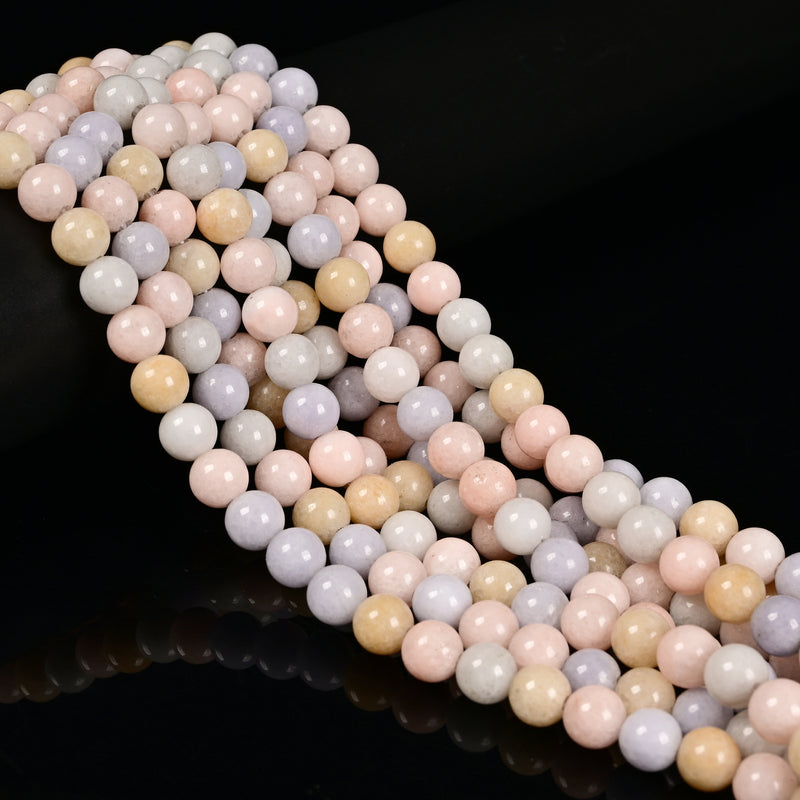 2.0mm Large Hole Natural Morganite Smooth Round Beads Size 8mm 10mm 15.5" Strand