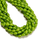Peridot Color Dyed Jade Rice Shape Beads Size 8x12mm 15.5'' Strand