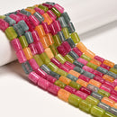 Multi-color Tourmaline Color Dyed Jade Smooth Drum Barrel Beads 8x12mm 15.5"Strd