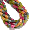Multi-color Tourmaline Color Dyed Jade Smooth Drum Barrel Beads 8x12mm 15.5"Strd