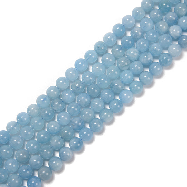 Natural Translucent Blue Aquamarine Smooth Round Beads 6mm 9mm 10mm 15.5" Strand